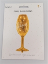 Folie ballon. Motiv glas. 26 x 78 cm. Guldfarvet.